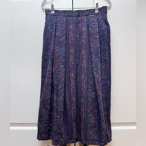 Vintage Geiger Paisley Pleated Midi Skirt